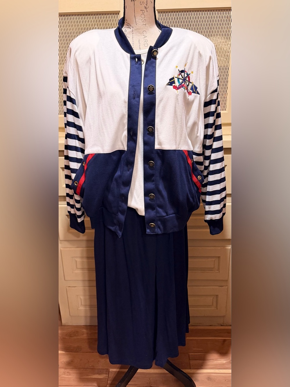VTG Peter Popovitch NWT Nautical Bomber Jacket Top Skirt Set 3Pc